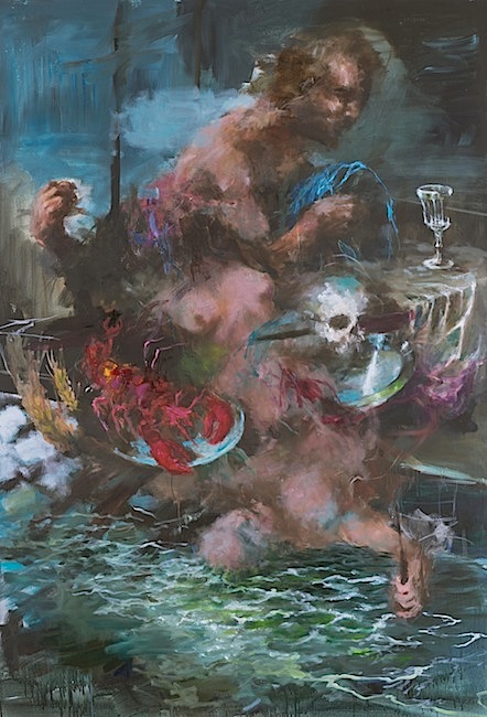 Alexander König: Die Insel, 2019, Öl auf Leinwand, 130 x 190 cm

